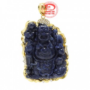 Mặt phật bọc vàng cao cấp được chạm khắc hình phật Di Lặc sắc nét và tỉ mỉ