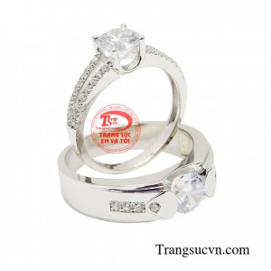 Nhẫn cưới vàng trắng đẹp, phù hợp với các cặp đôi