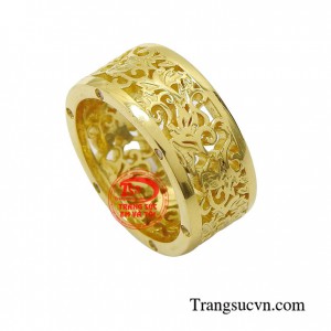 Nhẫn kim cương phú quý kết hợp với vàng 18k bền đẹp