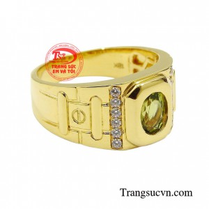 Nhẫn vàng gắn đá chủ peridot thiên nhiên