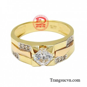 Nhẫn nam phong trần được thiết kế tỉ mỉ và sắc nét với hàng đá làm điểm nhấn