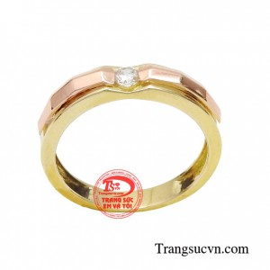 Nhẫn nữ vàng 10k được thiết kế đẹp với sự phối màu giữa vàng màu và vàng hồng tạo nên một sản phẩm vô cùng tinh tế