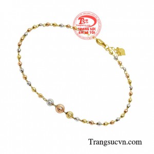 Lắc chân nữ sang trọng là sự kết hợp giữa vàng trắng, vàng hồng và vàng màu sáng bóng mang đến vẻ thời thượng cho người đeo