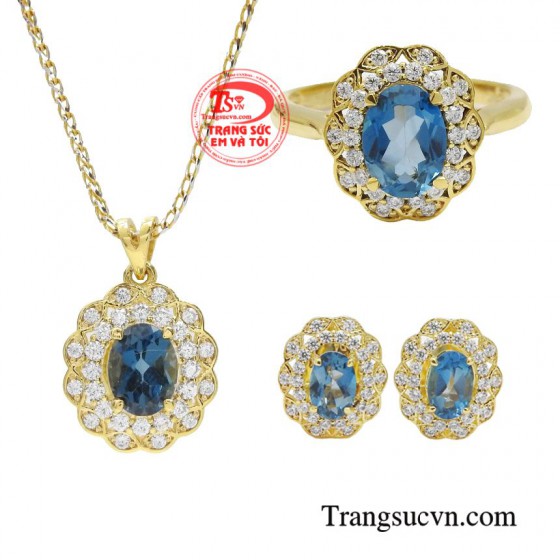 Bộ trang sức topaz thời thượng