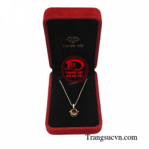 Mặt citrine bọc vàng quý phái tinh tế, đeo hợp phong thủy