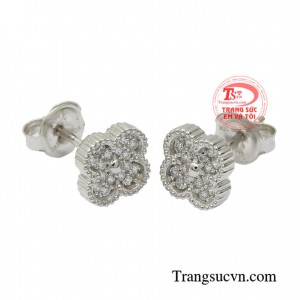 Hoa tai vàng trắng may mắn