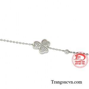 Lắc tay cỏ 3 lá vàng trắng