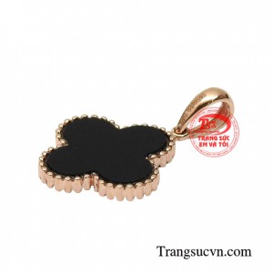 Mặt dây cỏ 4 lá vàng hồng
