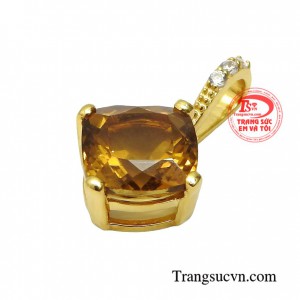 Mặt citrine bọc vàng quý phái tinh tế, đeo hợp phong thủy