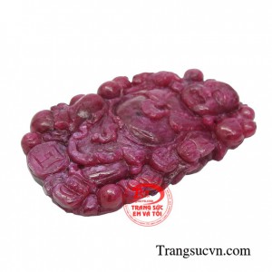 Mặt ruby Phật Di Lặc thịnh vượng có giấy kiểm định chất lượng