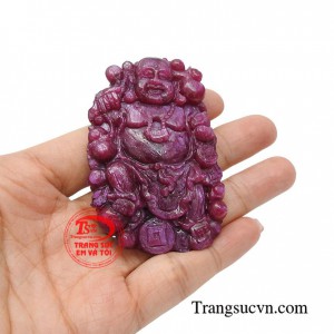 Mặt ruby Phật Di Lặc thịnh vượng có giấy kiểm định chất lượng