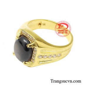 Nhẫn nữ vàng gắn đá quý Sapphire thiên nhiên dành cho phái đẹp, đeo hợp thời trang và quý phái