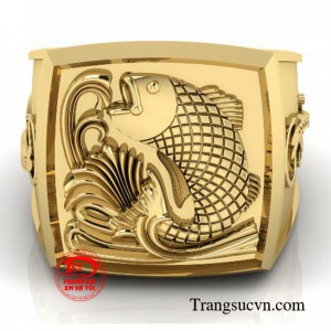Nhẫn cá chép thịnh vượng được chế tác tinh xảo, tỉ mỉ từ vàng 18k độc đáo