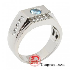 Nhẫn nam topaz thời thượng kết hợp cùng chất liệu vàng trắng 18k tinh chọn