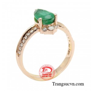 Nhẫn nữ emerald vàng hồng