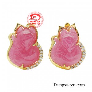 Hoa tai ruby hồ ly quyến rũ