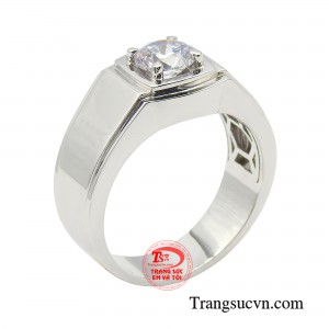 Nhẫn nam vàng trắng kim nhân được thiết kế tối giản nhưng lại mang đến cho người đeo vẻ đẹp sang trọng đầy đẳng cấp với màu trắng cá tính.