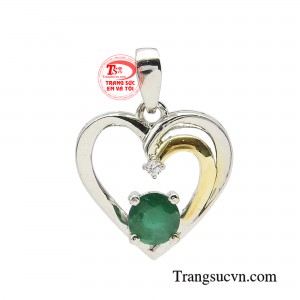 Mặt dây trái tim emerald đẳng cấp
