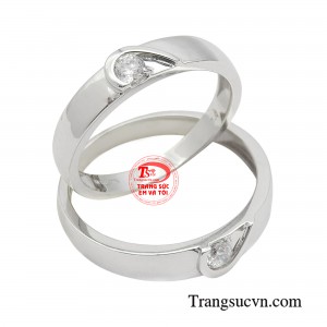 Cặp nhẫn cưới được chế tác từ vàng trắng 10k nhập khẩu Korea