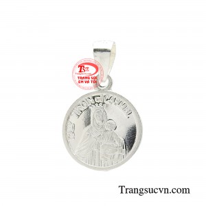 Mặt dây công giáo hồng ân với hình Đức Mẹ Maria bồng Chúa Giêsu. 