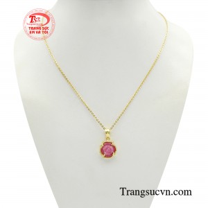 Bộ dây chuyền ruby hoa mẫu đơn