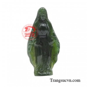 Mặt đức mẹ cẩm thạch phước lành được trạm khắc tinh xảo trên nền chất liệu cẩm thạch Nephrite cao cấp