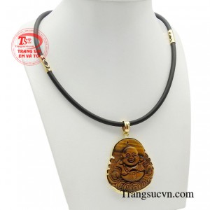 Bộ mặt phật bọc vàng biểu tượng của sự hài hoà, niềm vui vô tư lự.