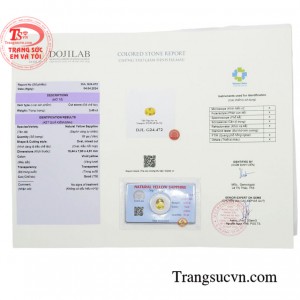 Sản phẩm có đầy đủ giấy kiếm định.