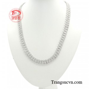 Dây chuyền nam vàng trắng khí chất  được đính đá CZ -  loại đá quý nhân tạo được mệnh danh là