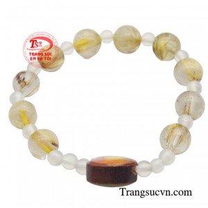 Chuỗi tay thạch anh vàng trẻ em được làm từ đá thạch anh tự nhiên, đã được kiểm định an toàn cho sức khỏe trẻ em.