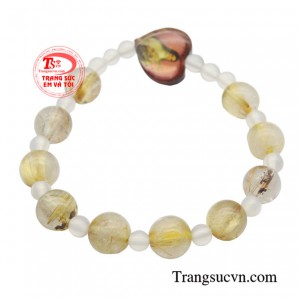 Chuỗi tay thạch anh vàng trẻ em được làm từ đá thạch anh tự nhiên, đã được kiểm định an toàn cho sức khỏe trẻ em.