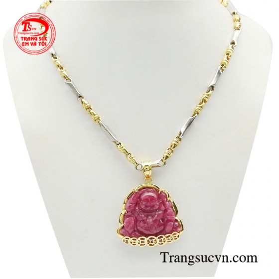 Bộ mặt phật Ruby bọc vàng bình an