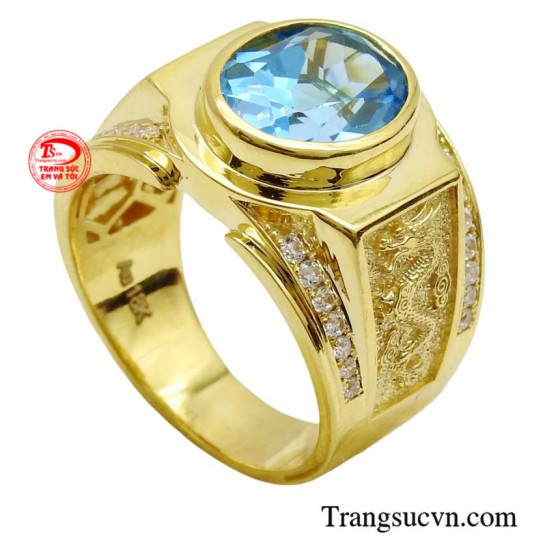 Nhẫn nam topaz quyền uy