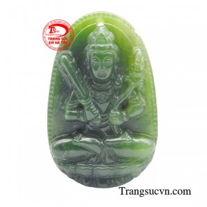 Phật bản mệnh Nepherit tuổi Sửu-Dần được chế tác từ ngọc Nepherit chất lượng, từng đường nét, chi tiết trên khuôn mặt Phật đều được chạm khắc tỉ mỉ, tinh tế, toát lên vẻ đẹp uy nghiêm. 