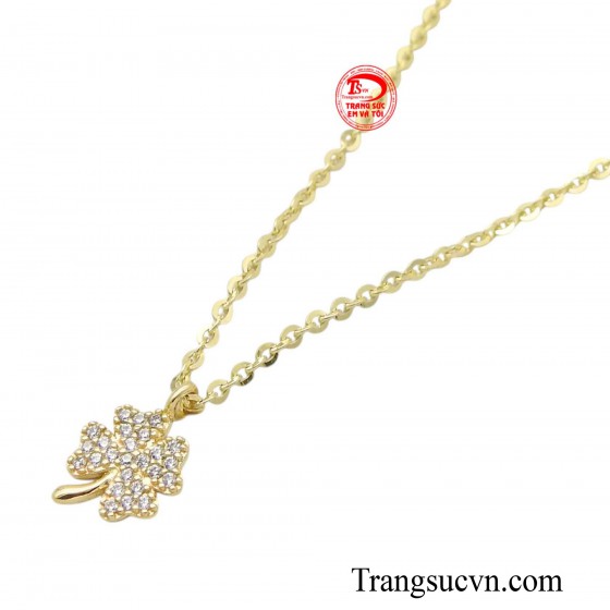 Dây chuyền vàng 18k cỏ 4 lá