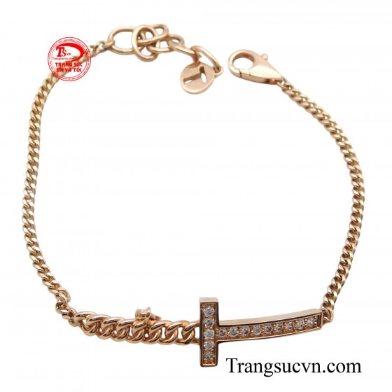 Lắc tay nữ vàng hồng 14k