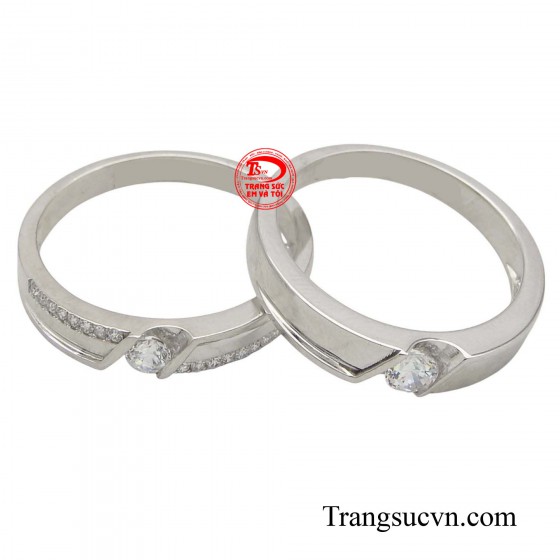 Nhẫn cưới vàng trắng 10k