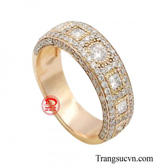 Nhẫn nữ vàng hồng gắn đá