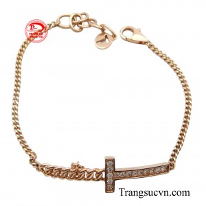 Lắc tay nữ vàng hồng 14k lấp lánh vẻ đẹp vừa hiện đại và nữ tính.