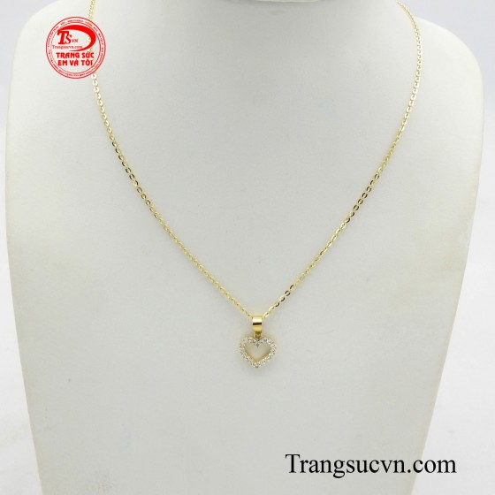 Bộ mặt dây trái tim vàng 18k