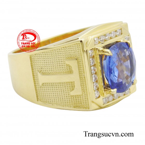 Nhẫn nam chữ T gắn đá