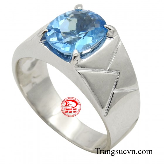 Nhẫn nam vàng gắn đá Topaz