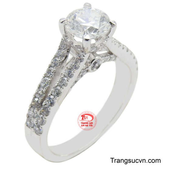 Nhẫn nữ vàng trắng 14k kiêu sa