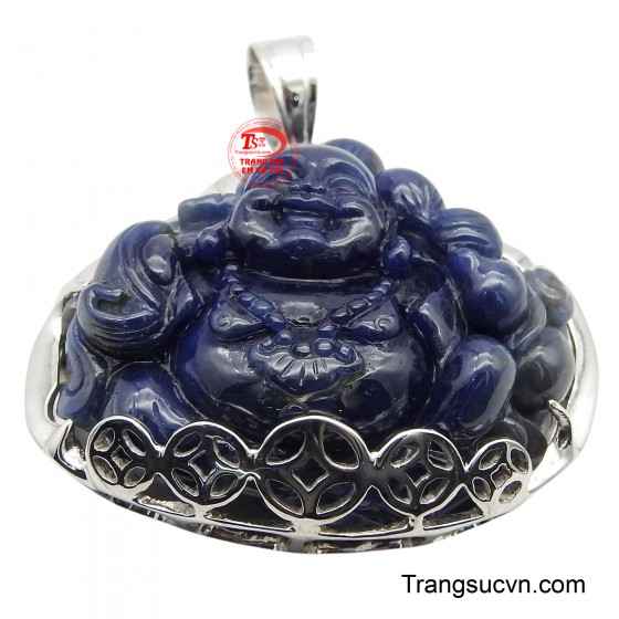 Mặt di lặc sapphire bọc vàng trắng