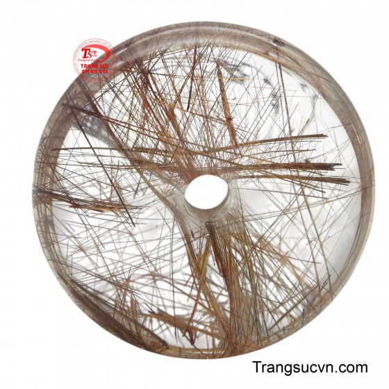 Mặt đồng xu thạch anh tóc may mắn