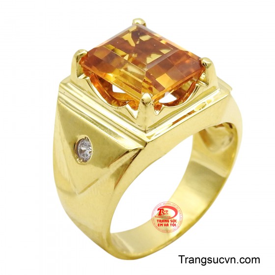 Nhẫn nam thạch anh vàng 18K