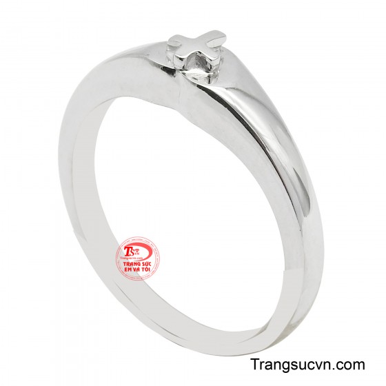 Nhẫn thánh giá vàng trắng 10K