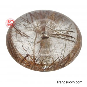 Mặt đồng xu thạch anh tóc có thể bọc vàng hoặc bọc bạc để làm mặt dây đeo phong thủy.