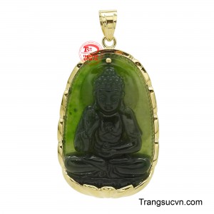 Ngọc Nephrite quý giá kết hợp vàng 18K sang trọng, mang bình an và may mắn cho tuổi Tuất-Hợi.