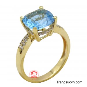 Nhẫn nữ Topaz vàng 14K